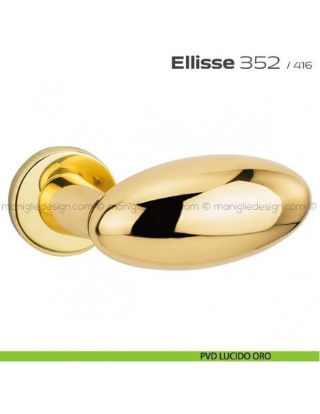 Maniglia per porta 352 Ellisse Reguitti con rosetta a pressione PVD lucido oro