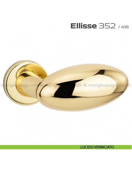 Maniglia per porta 352 Ellisse Reguitti con rosetta a pressione lucido verniciato