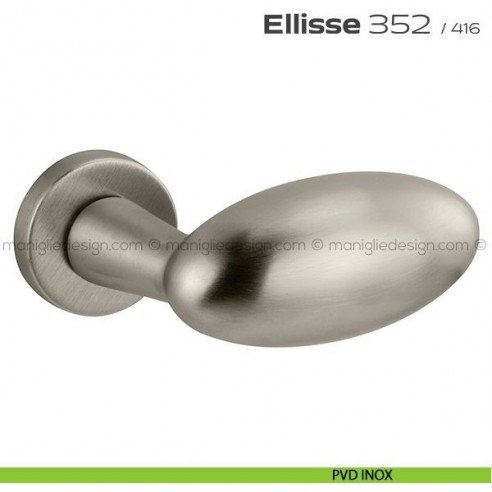 Maniglia per porta 352 Ellisse Reguitti con rosetta a pressione PVD inox satinato