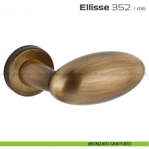 Maniglia per porta 352 Ellisse Reguitti con rosetta a pressione bronzato graffiato