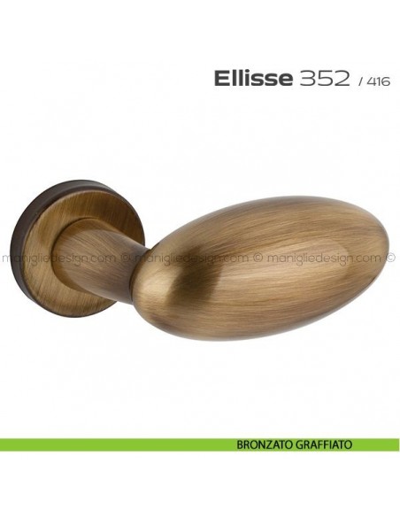 Maniglia per porta 352 Ellisse Reguitti con rosetta a pressione bronzato graffiato