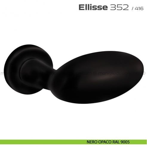 Maniglia per porta 352 Ellisse Reguitti con rosetta a pressione nero opaco RAL 9005