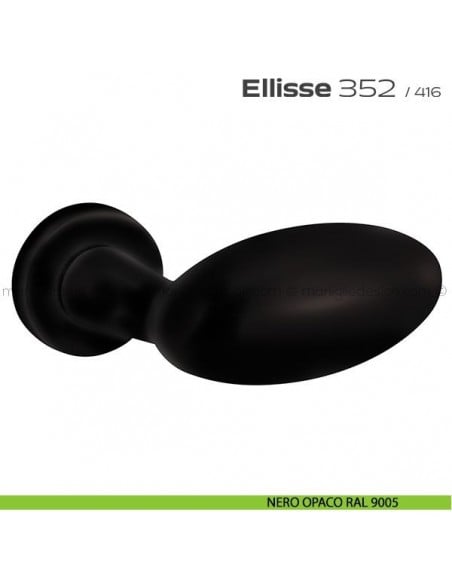 Maniglia per porta 352 Ellisse Reguitti con rosetta a pressione nero opaco RAL 9005