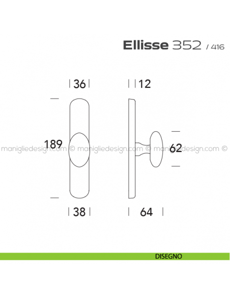 Maniglia cremonese per finestra Ellisse 352 Reguitti disegno