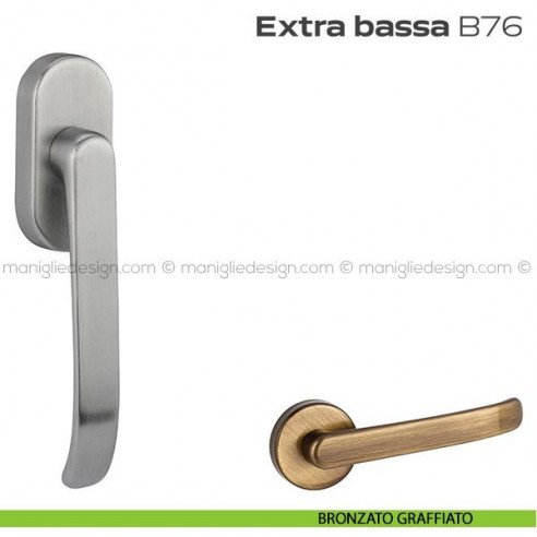 Maniglia DK ribassata per finestra B76 Extra Bassa Reguitti bronzato graffiato