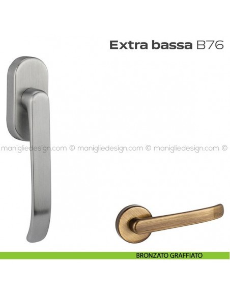 Maniglia DK ribassata per finestra B76 Extra Bassa Reguitti bronzato graffiato