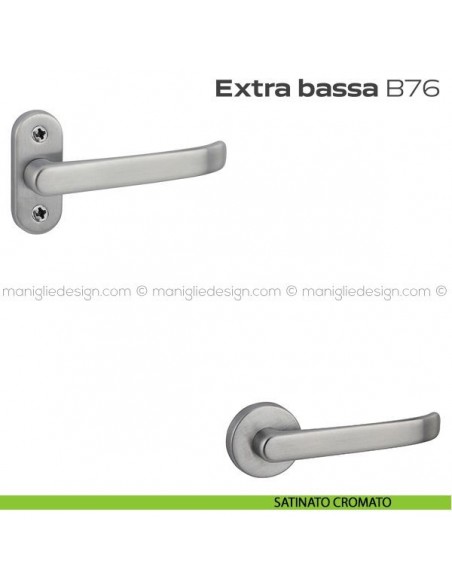 Maniglia per porta B76 Extra Bassa Reguitti con rosetta ovale satinato cromato
