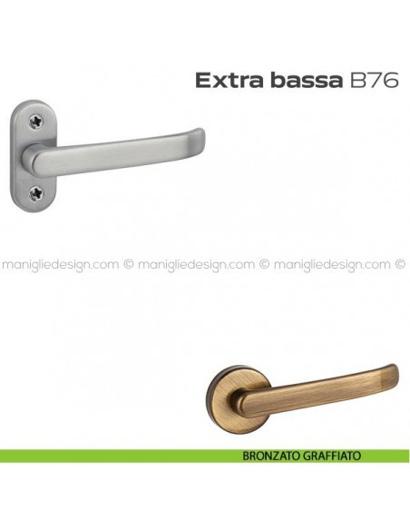 Maniglia per porta B76 Extra Bassa Reguitti con rosetta ovale bronzato graffiato
