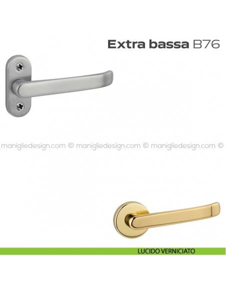 Maniglia per porta B76 Extra Bassa Reguitti con rosetta ovale lucido verniciato