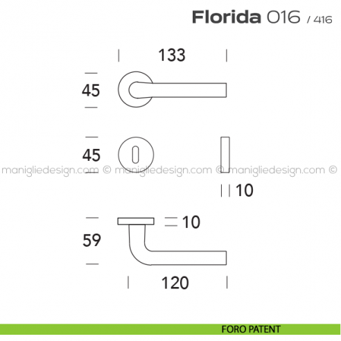 Maniglia per porta 016 Florida Reguitti foro patent