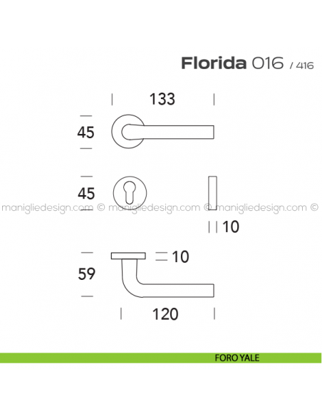Maniglia per porta 016 Florida Reguitti foro yale