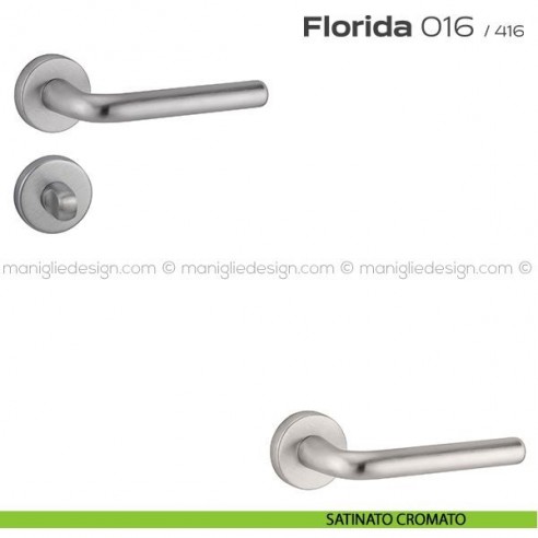 Maniglia per porta con nottolino 016 Florida Reguitti satinato cromato