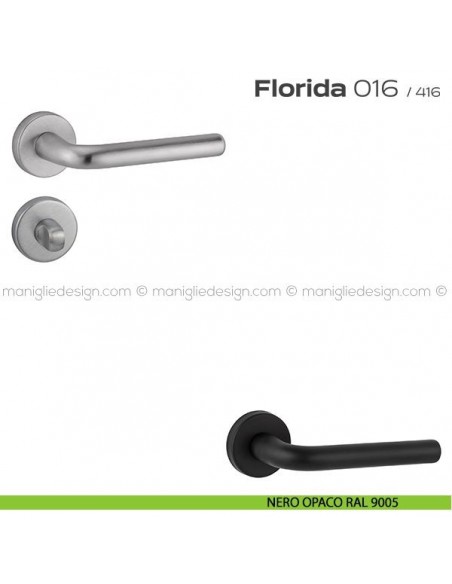 Maniglia per porta con nottolino 016 Florida Reguitti nero opaco RAL 9005