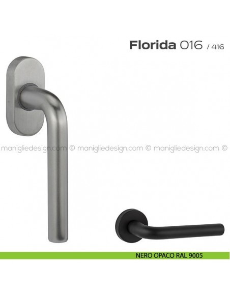 Maniglia per finestra martellina 016 Florida Reguitti nero opaco RAL 9005