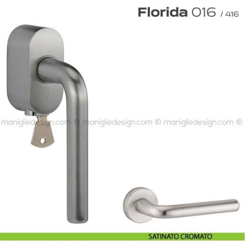 Maniglia per finestra martellina DK con chiave 016 Florida Reguitti satinato cromato