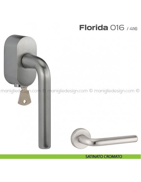 Maniglia per finestra martellina DK con chiave 016 Florida Reguitti satinato cromato