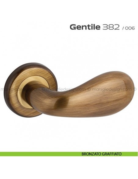 Maniglia per porta 382 Gentile Reguitti bronzo graffiato