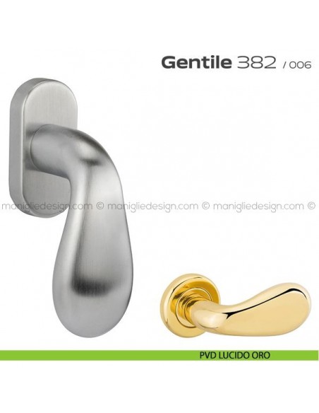 Maniglia per finestra martellina 382 Gentile Reguitti PVD lucido oro