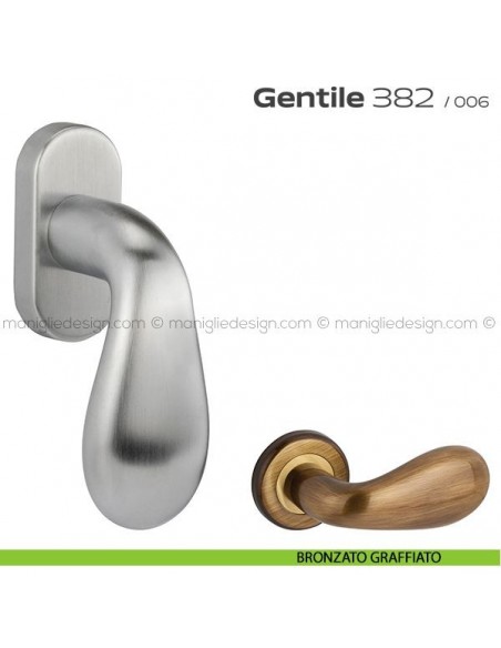 Maniglia per finestra martellina 382 Gentile Reguitti bronzato graffiato