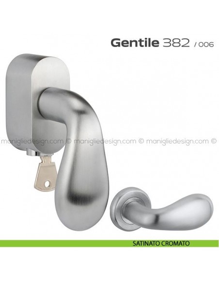 Maniglia per finestra martellina DK con chiave 382 Gentile Reguitti satinato cromato