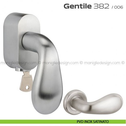 Maniglia per finestra martellina DK con chiave 382 Gentile Reguitti PVD inox satinato