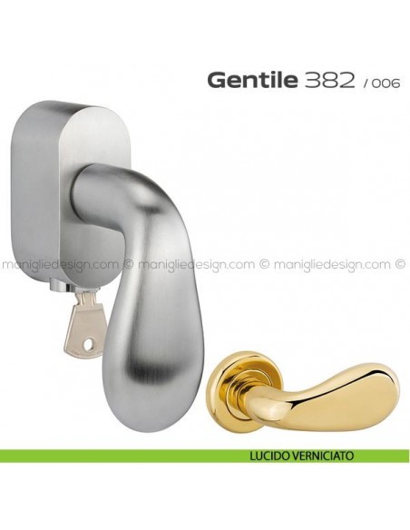 Maniglia per finestra martellina DK con chiave 382 Gentile Reguitti lucido verniciato