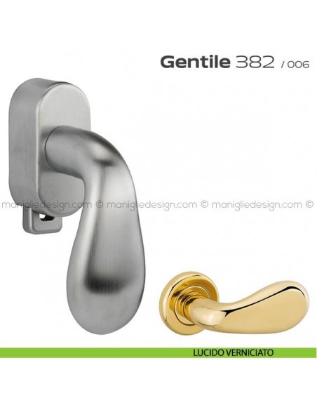 Maniglia per finestra DK con pulsante su placca 382 Gentile Reguitti lucido verniciato