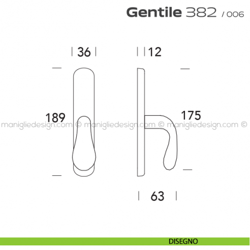 Maniglia per finestra cremonese 382 Gentile Reguitti disegno