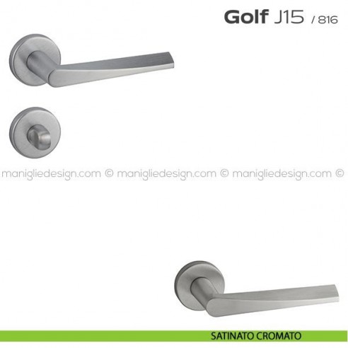 Maniglia per porta con nottolino Golf J15 Reguitti con rosetta tonda satinato cromato