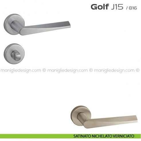 Maniglia per porta con nottolino Golf J15 Reguitti con rosetta tonda satinato nichelato verniciato