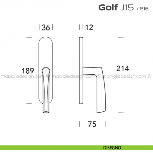 Maniglia cremonese per finestra Golf J15 Reguitti disegno