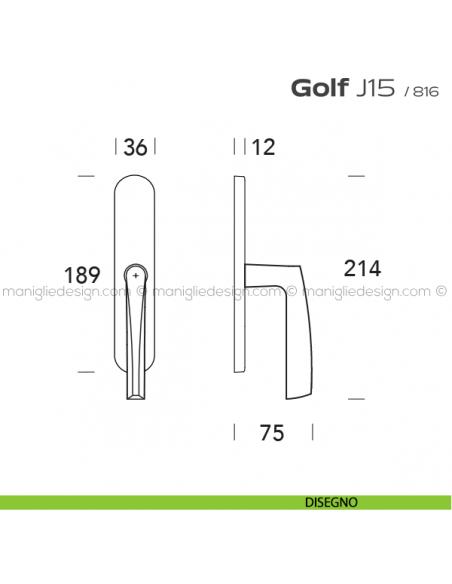 Maniglia cremonese per finestra Golf J15 Reguitti disegno