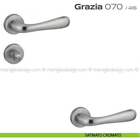 Maniglia per porta con nottolino 070 Grazia Reguitti satinato cromato