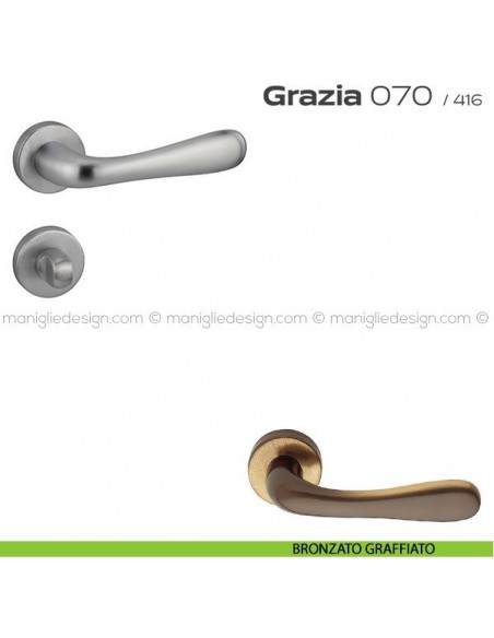 Maniglia per porta con nottolino 070 Grazia Reguitti bronzato graffiato