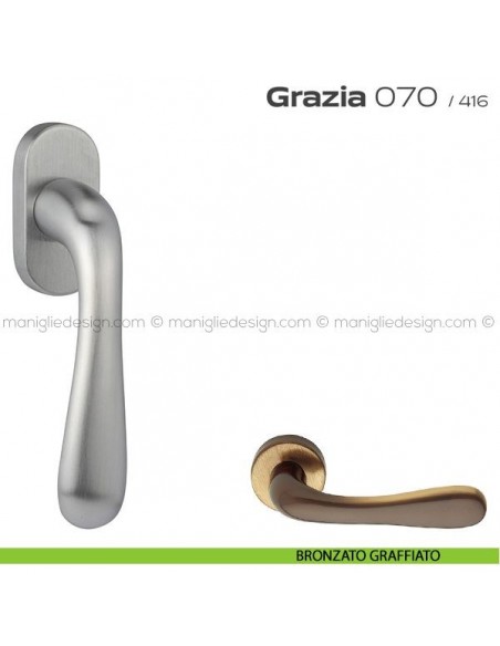 Maniglia per finestra martellina 070 Grazia Reguitti bronzato graffiato
