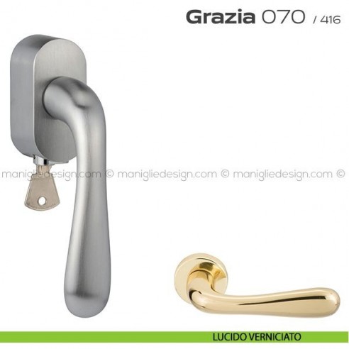 Maniglia per finestra martellina DK con chiave 070 Grazia Reguitti lucido verniciato