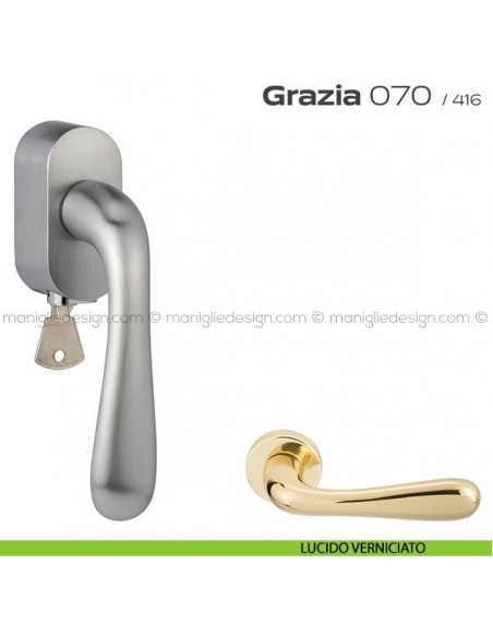 Maniglia per finestra martellina DK con chiave 070 Grazia Reguitti lucido verniciato