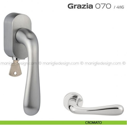 Maniglia per finestra martellina DK con chiave 070 Grazia Reguitti cromato