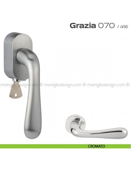 Maniglia per finestra martellina DK con chiave 070 Grazia Reguitti cromato