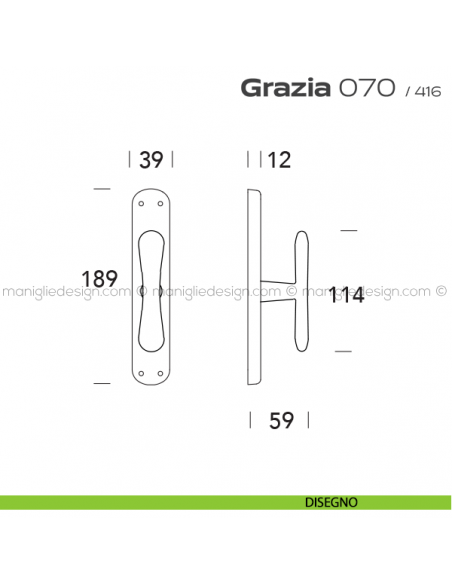 Maniglia per finestra cremonese 070 Grazia Reguitti disegno