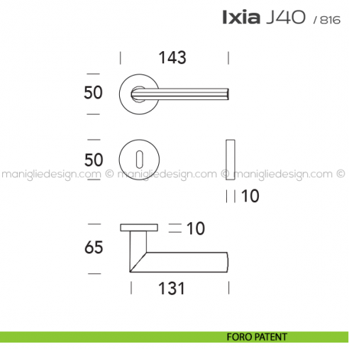 Maniglia per porta J40 Ixia T. Reguitti foro patent