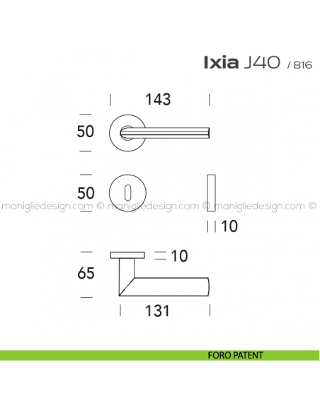 Maniglia per porta J40 Ixia T. Reguitti foro patent
