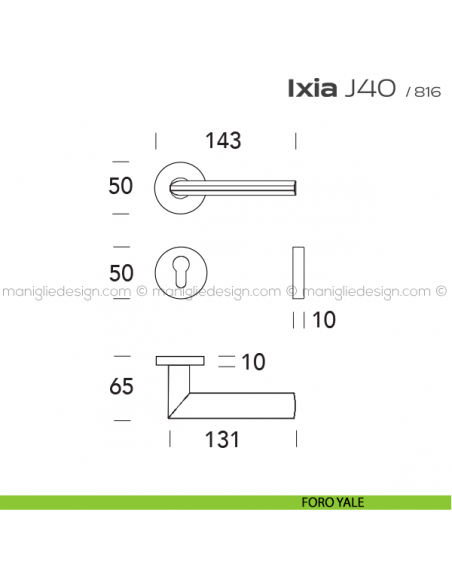Maniglia per porta J40 Ixia T. Reguitti foro yale