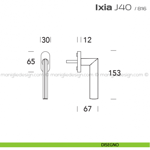 Maniglia per finestra martellina J40 Ixia T. Reguitti disegno