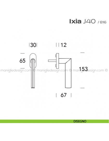 Maniglia per finestra martellina J40 Ixia T. Reguitti disegno