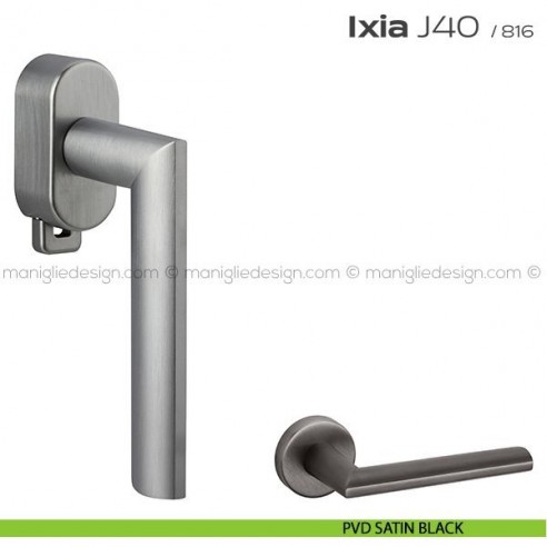 Maniglia per finestra DK con pulsante su placca J40 Ixia T. Reguitti PVD satin black