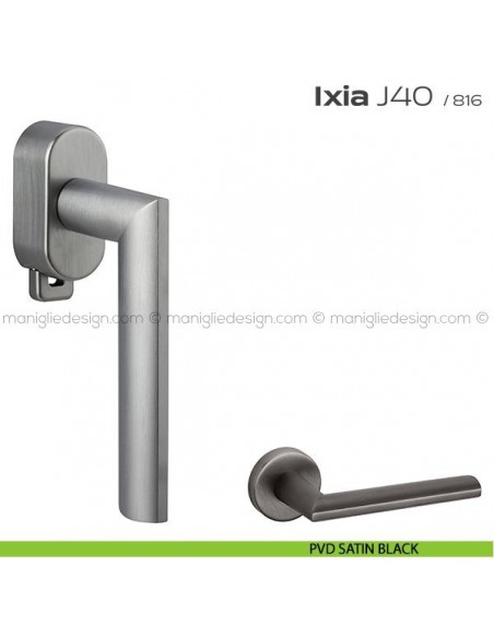 Maniglia per finestra DK con pulsante su placca J40 Ixia T. Reguitti PVD satin black