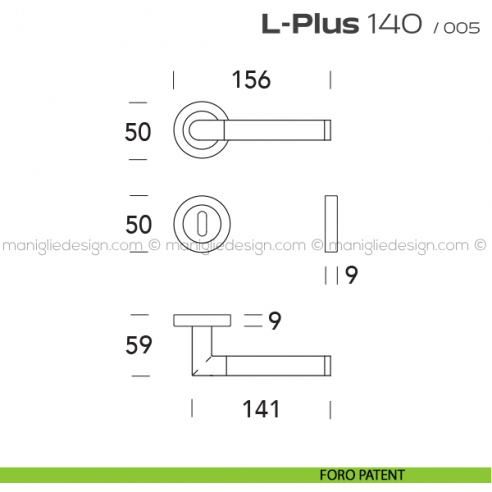 Maniglia per porta 140 L-Plus Reguitti foro patent