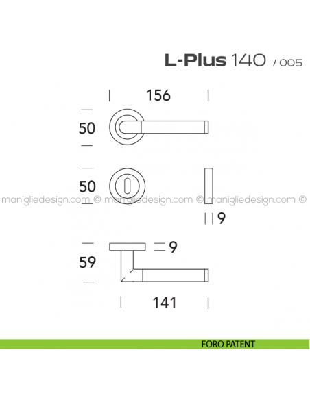 Maniglia per porta 140 L-Plus Reguitti foro patent