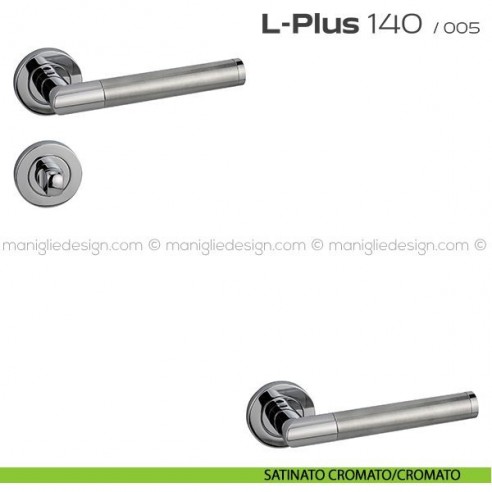 Maniglia per porta con nottolino 140 L-Plus Reguitti satinato cromato/cromato